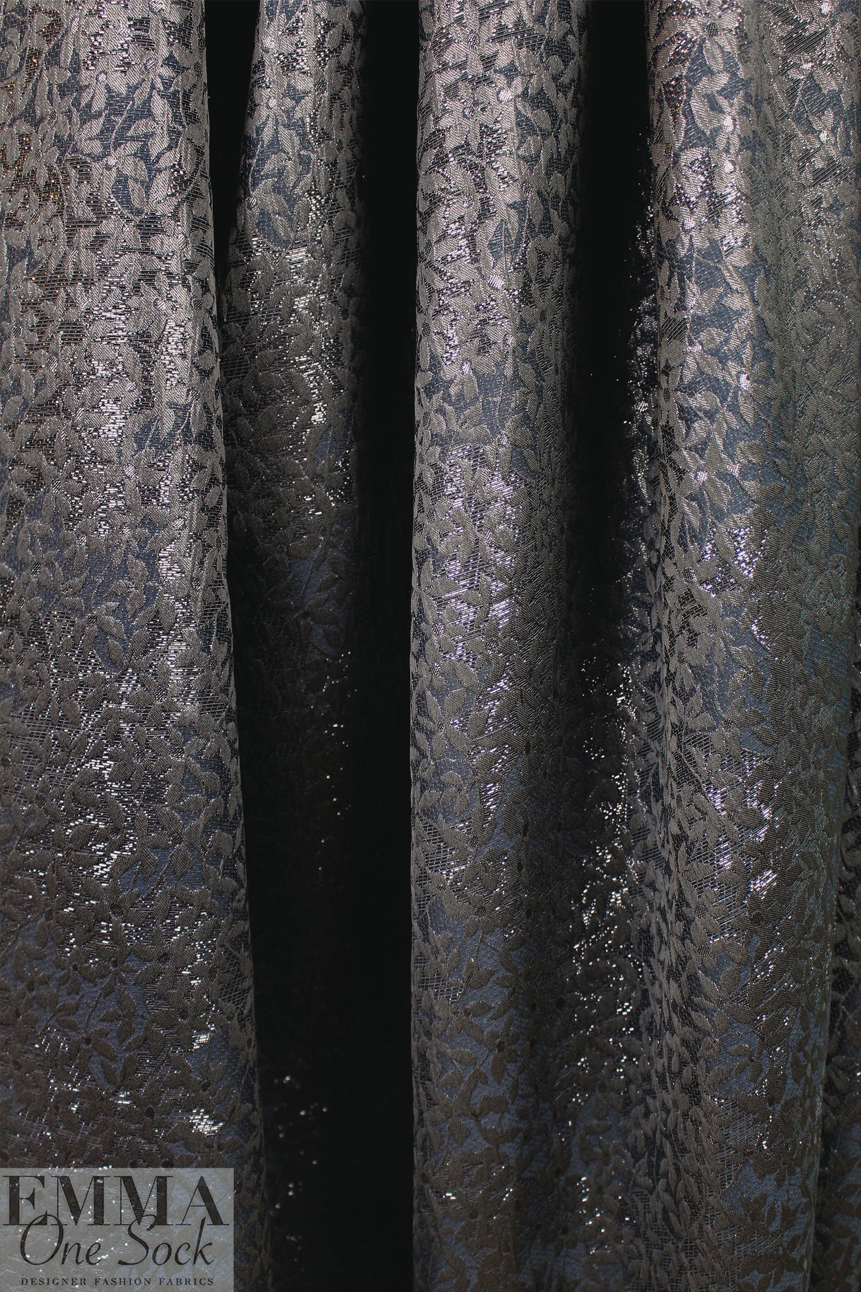 enchanted antique black on black floral metallic brocade 1.875 yd