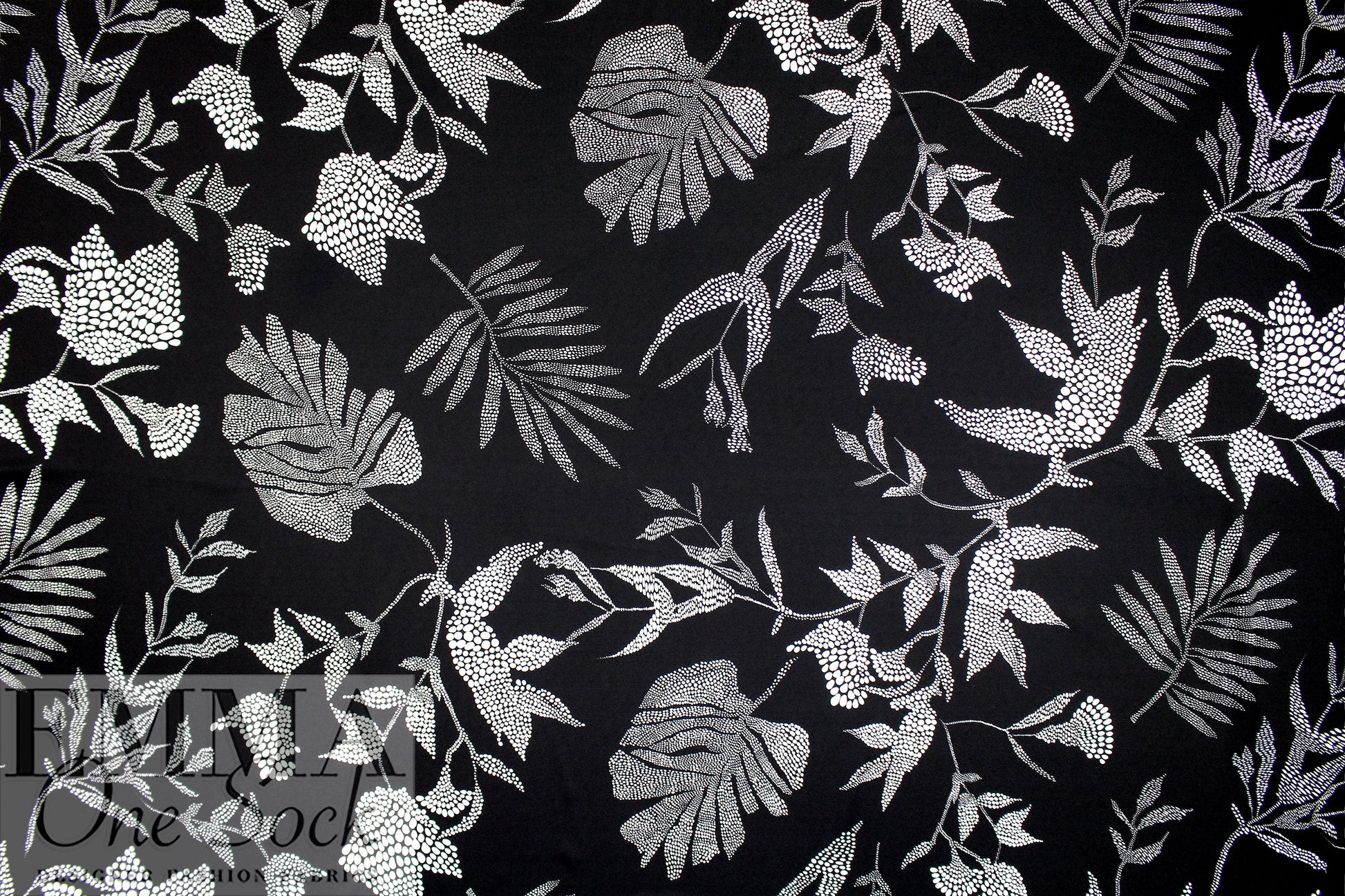 'bespeckled foliage' Oeko-tex poly crepe woven 1.25 yds