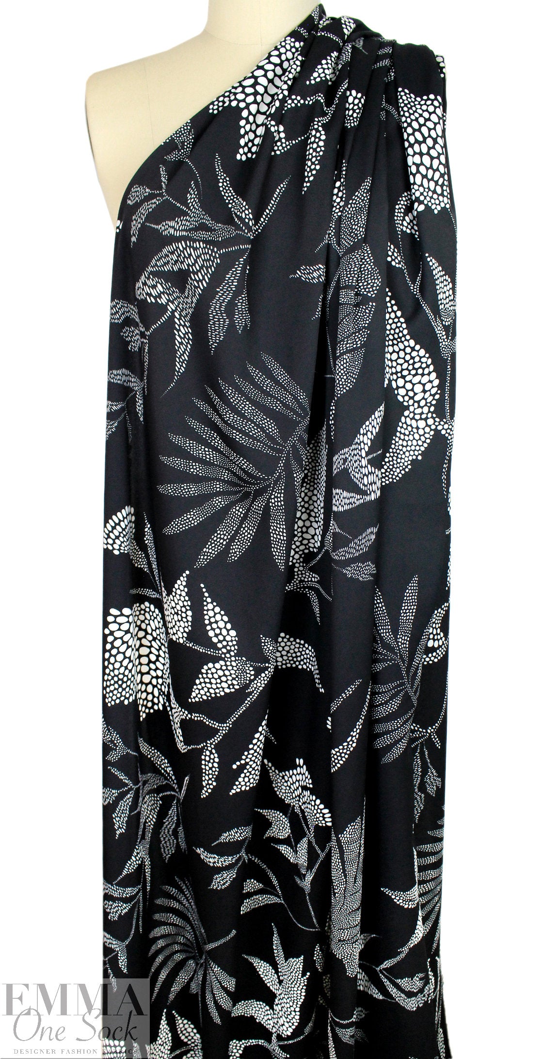 'bespeckled foliage' Oeko-tex poly crepe woven 2.125 yd