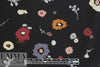 NY designer flower shower on black polysilk