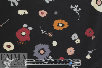 NY designer flower shower on black polysilk