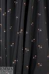NY designer woodland floral on black polysilk  1.625 yd