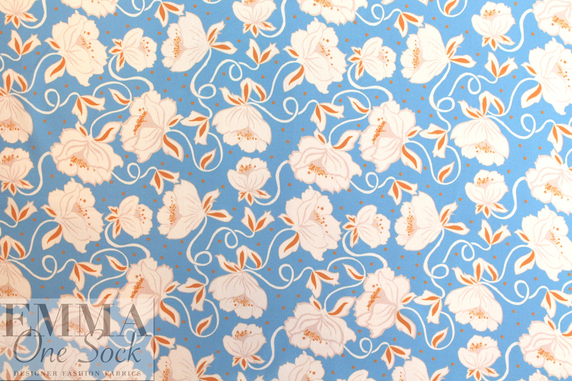 CA designer 'floral twirl' poly crepe woven