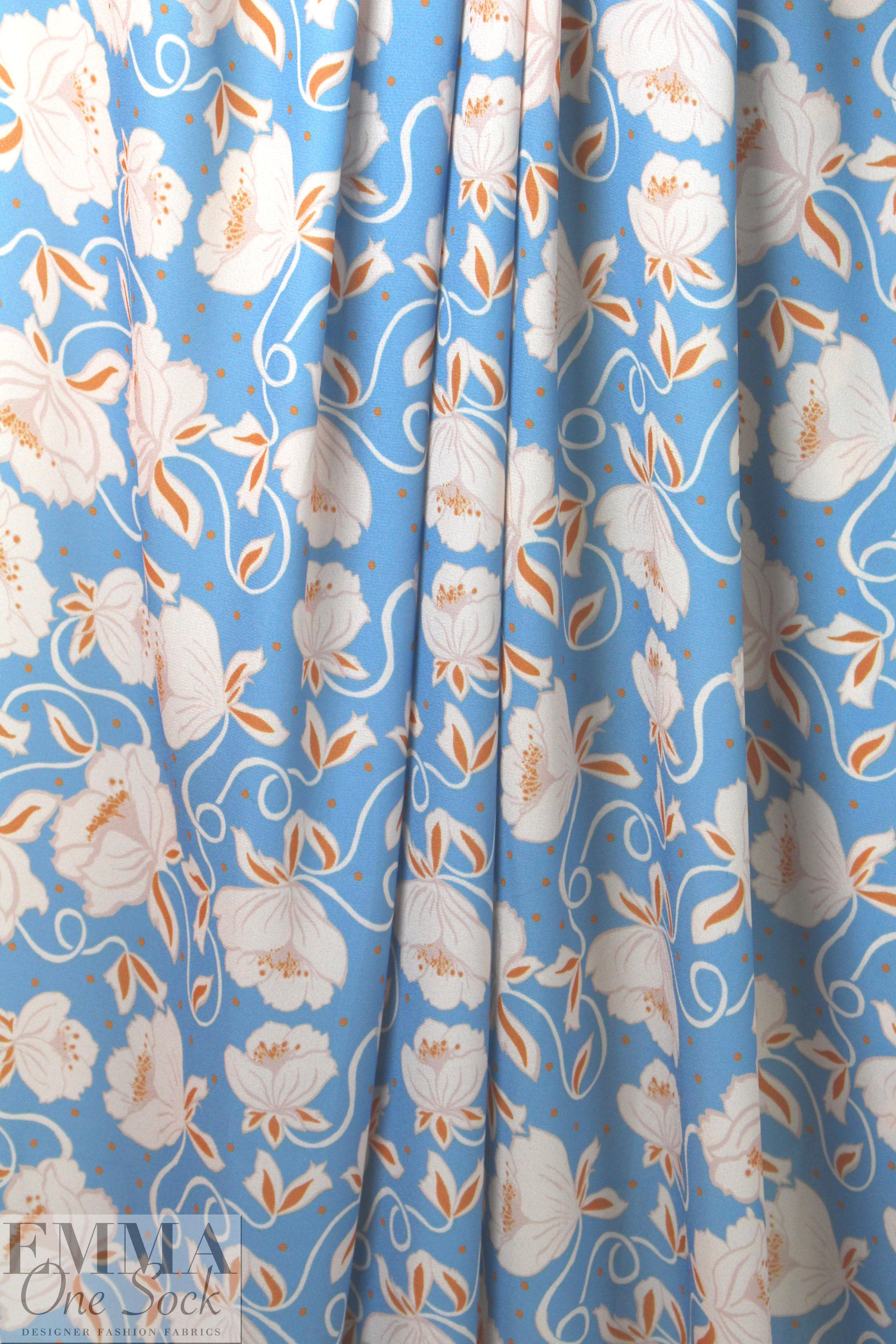 CA designer 'floral twirl' poly crepe woven