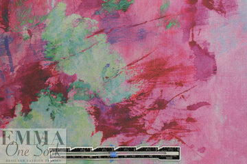 Deveaux fuchsia/wintergreen abstract poly satin 1.5 yds