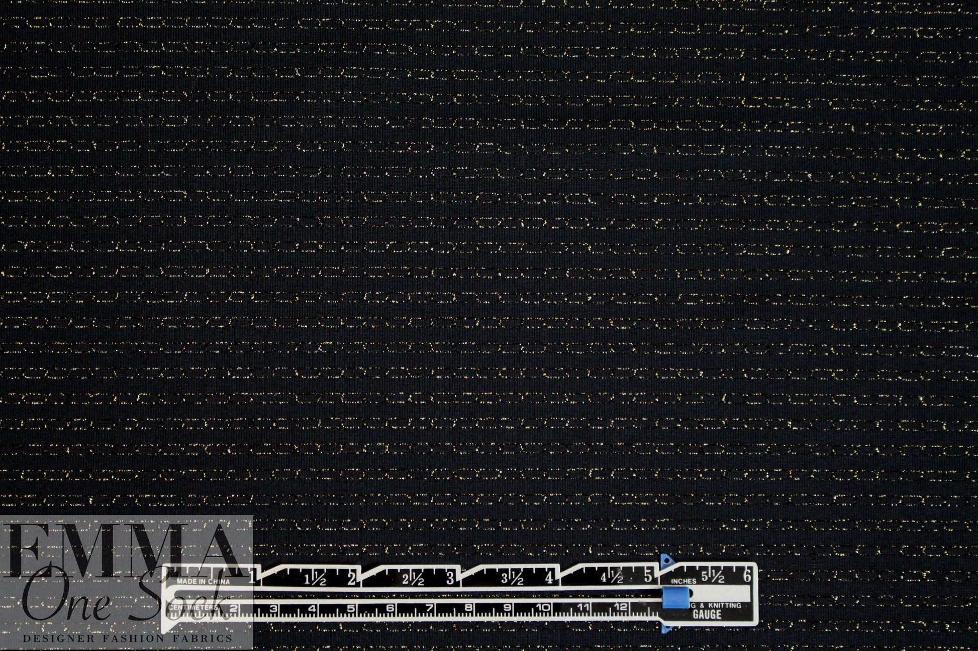 NY designer chain link black/gold metallic jacquard knit  2.75 yds