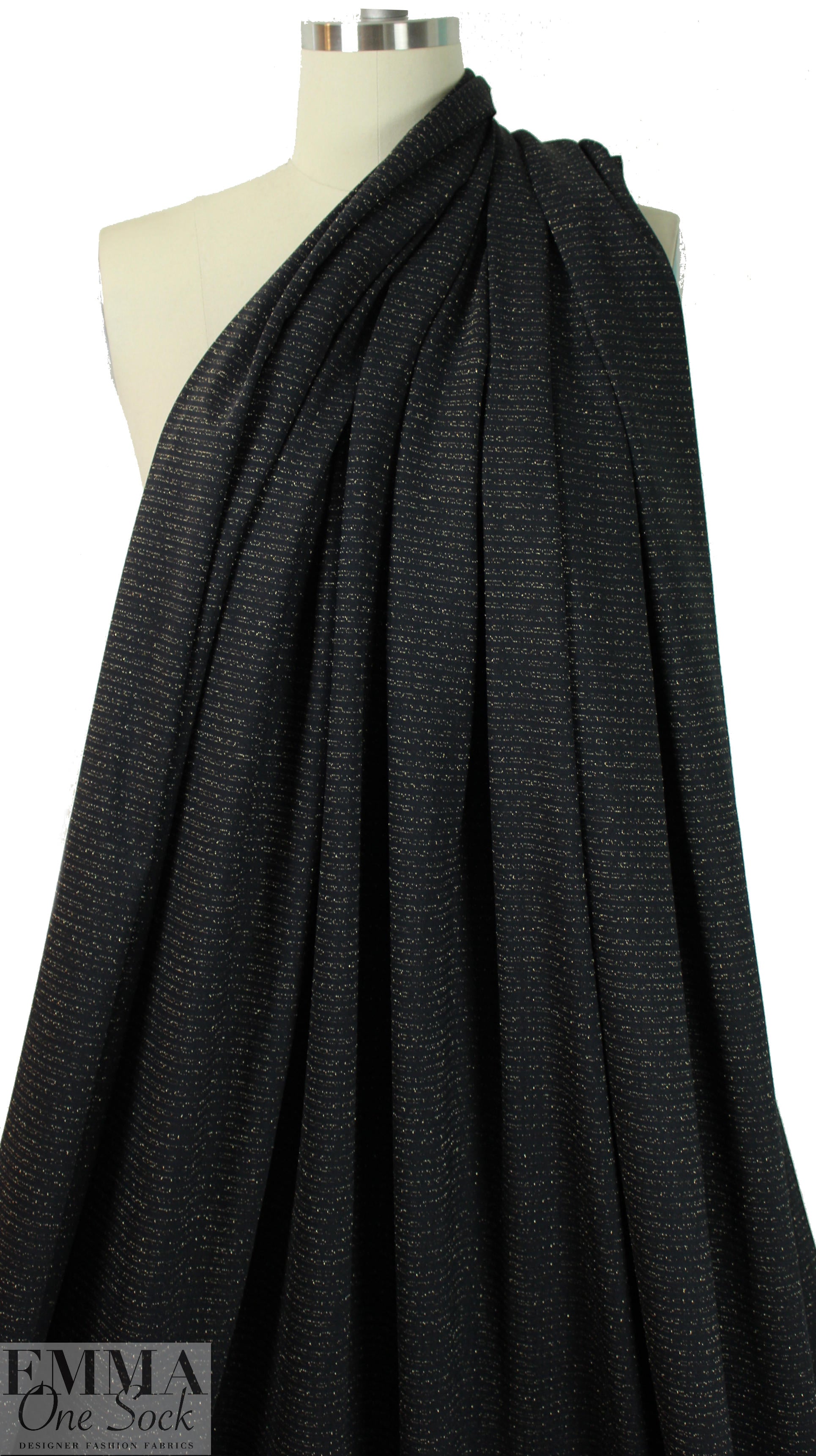 NY designer chain link black/gold metallic jacquard knit  2.75 yds