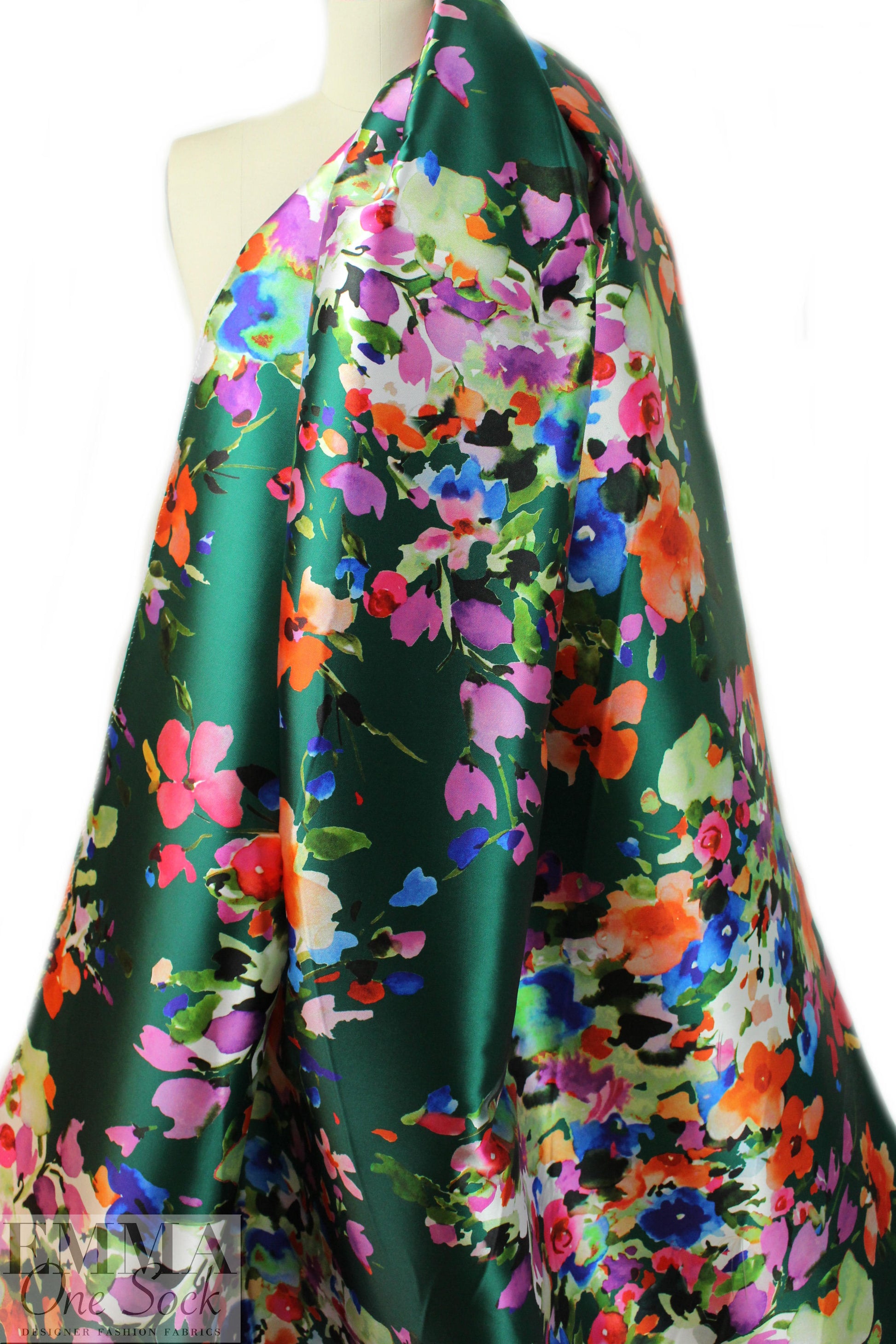 NY designer painted garden poly/nylon twill suiting