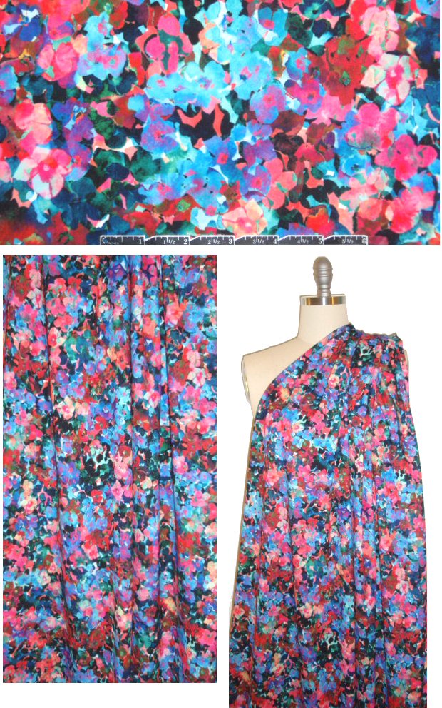 NY designer printed 'matte hybrid' - pink/sky floral