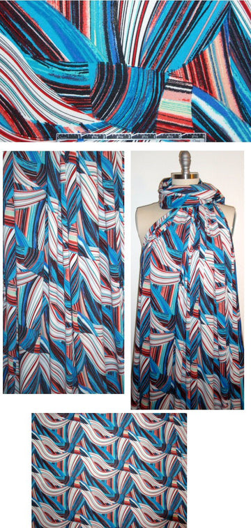 knotted stripes poly/lycra knit - coral/turquoise 1.625 yd