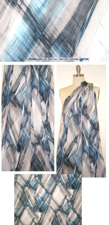 abstract intersections poly/lycra knit - blue/gray 1.125 yds