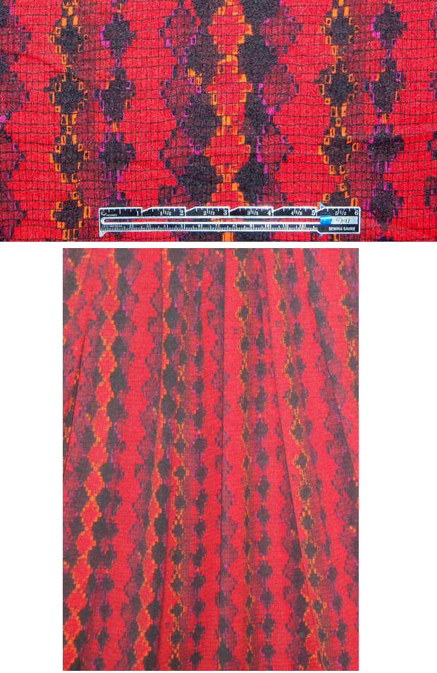 stylized reptile graphic poly/lycra knit - rouge 2 yd