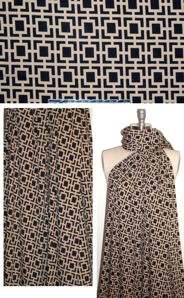 Me1issa Masse black/camel graphic poly/lycra knit 1.5 yds
