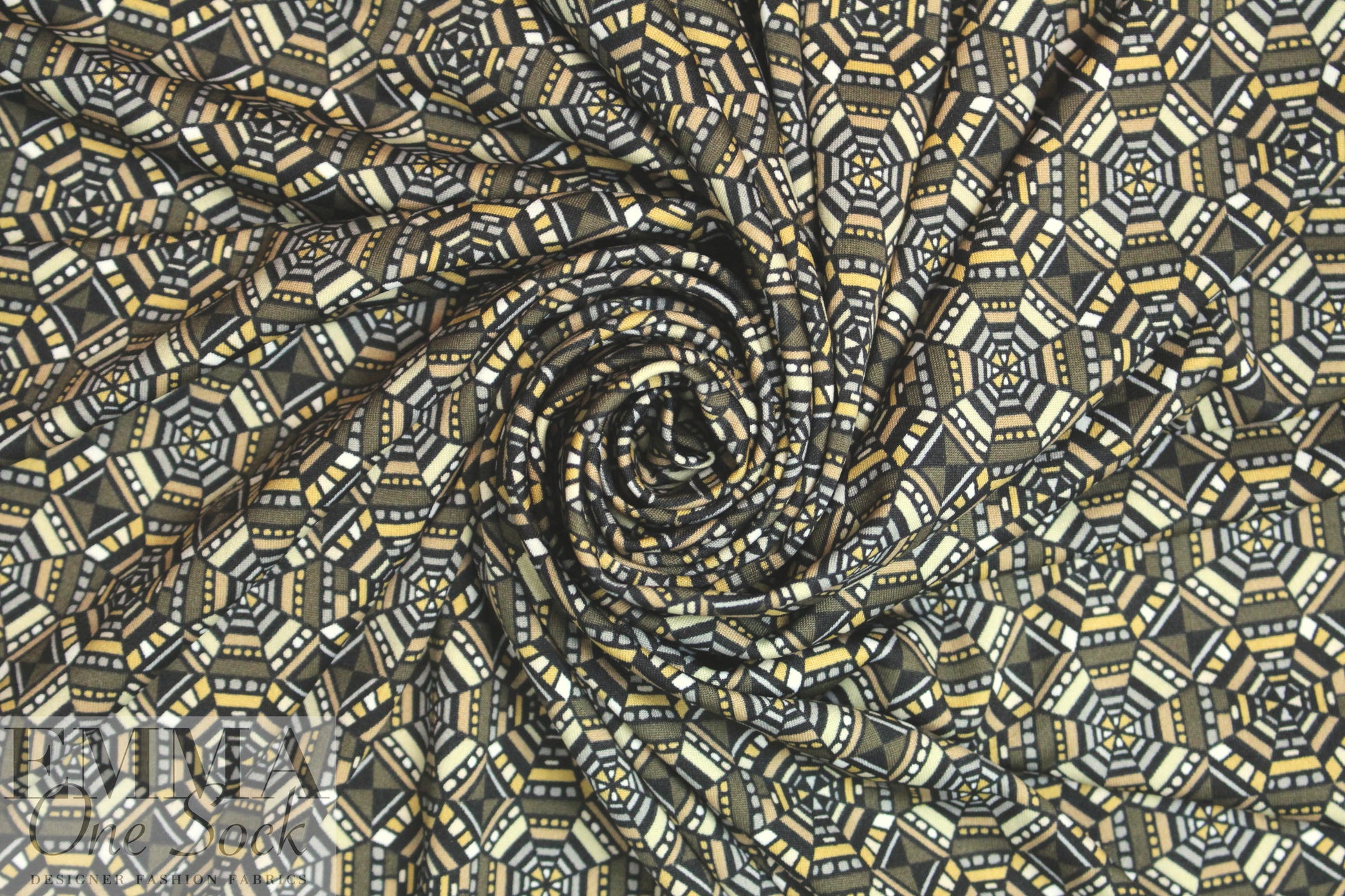 NY designer bark/khaki graphic ITY knit