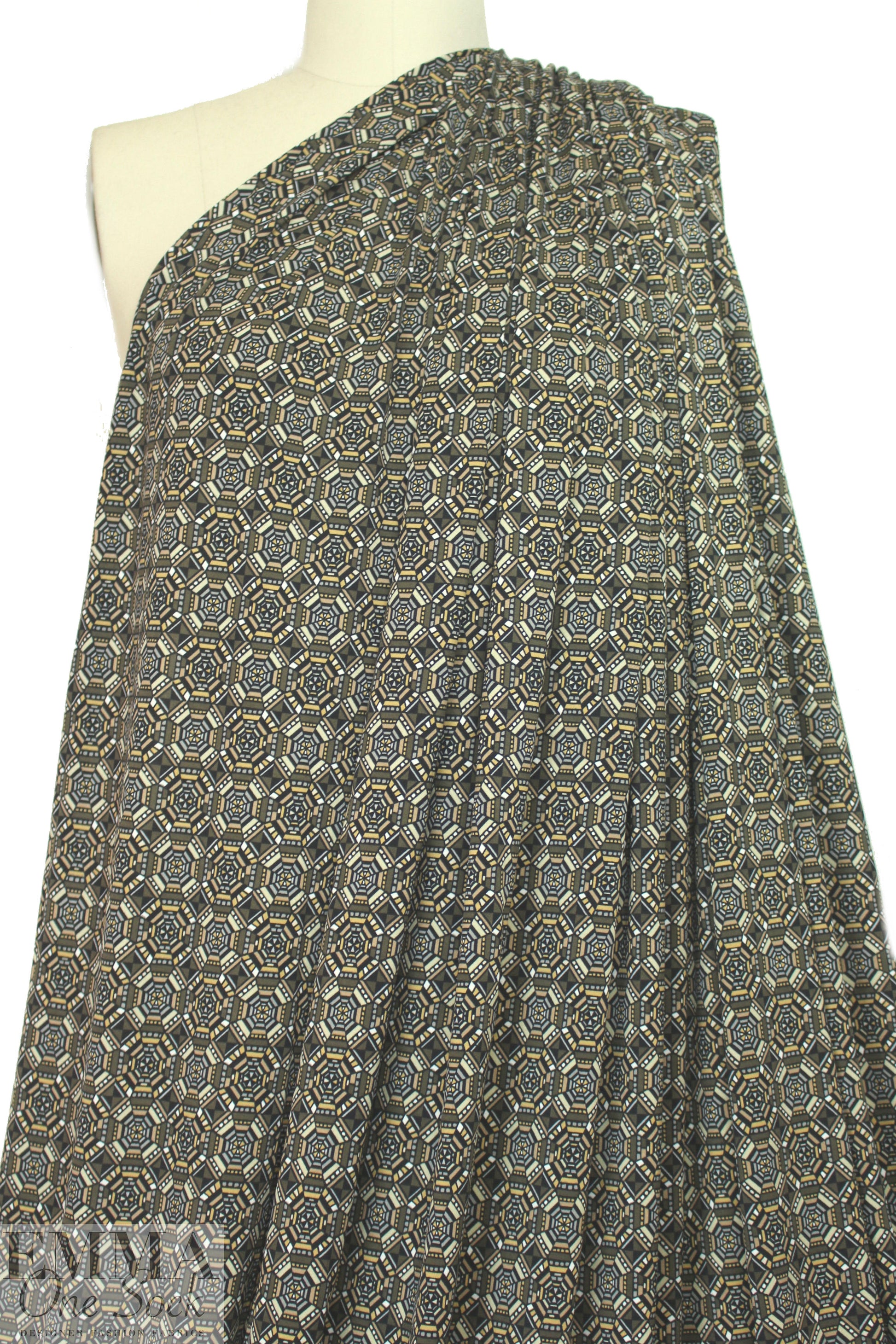 NY designer bark/khaki graphic ITY knit
