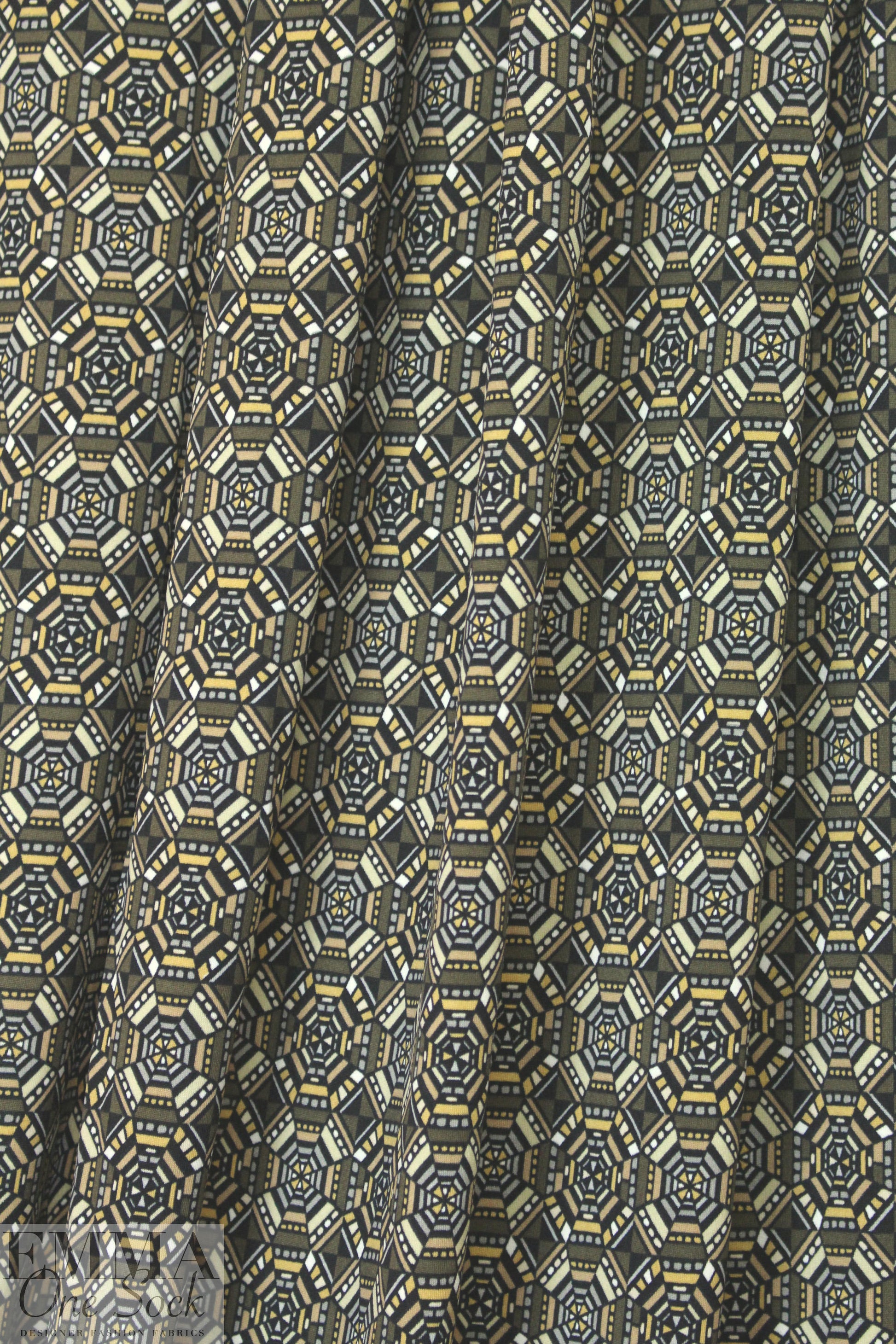 NY designer bark/khaki graphic ITY knit