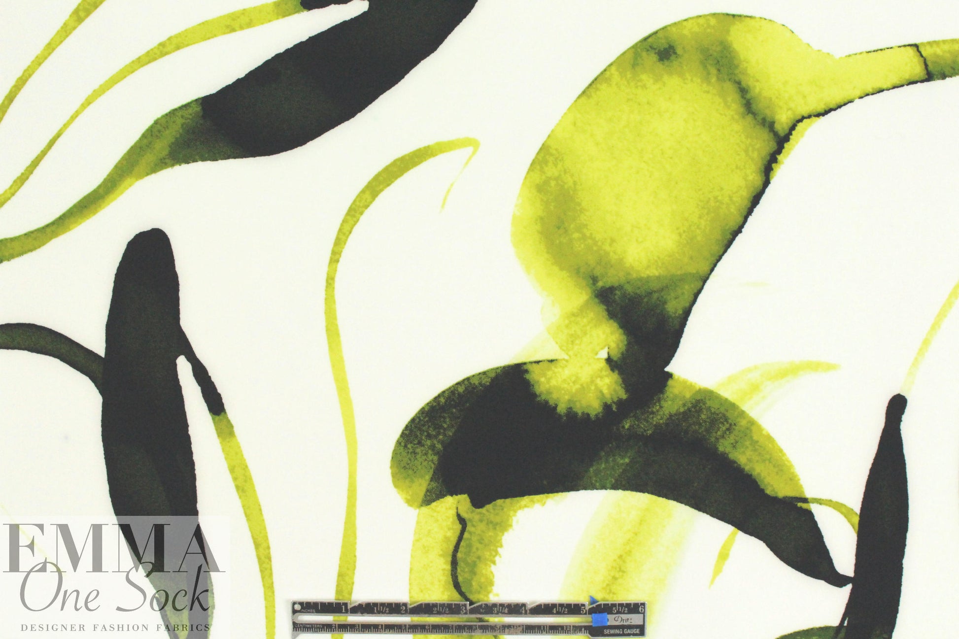 chartreuse floral abstraction print poly/lycra knit