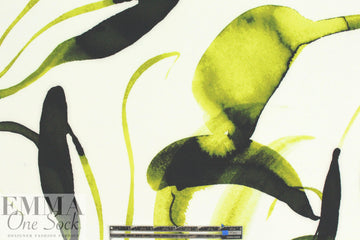 chartreuse floral abstraction print poly/lycra knit