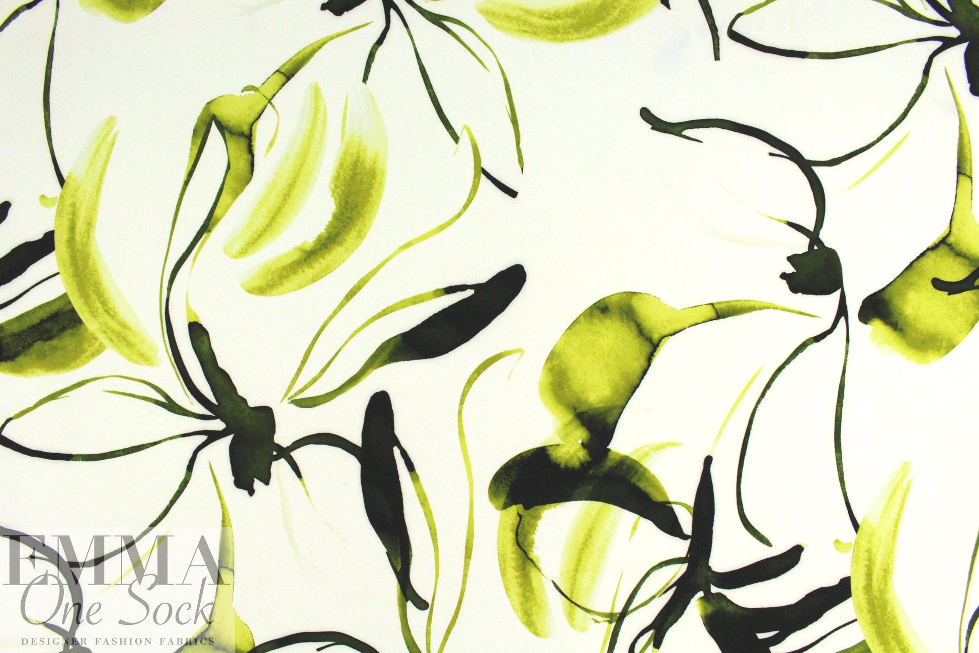 chartreuse floral abstraction print poly/lycra knit