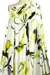 chartreuse floral abstraction print poly/lycra knit