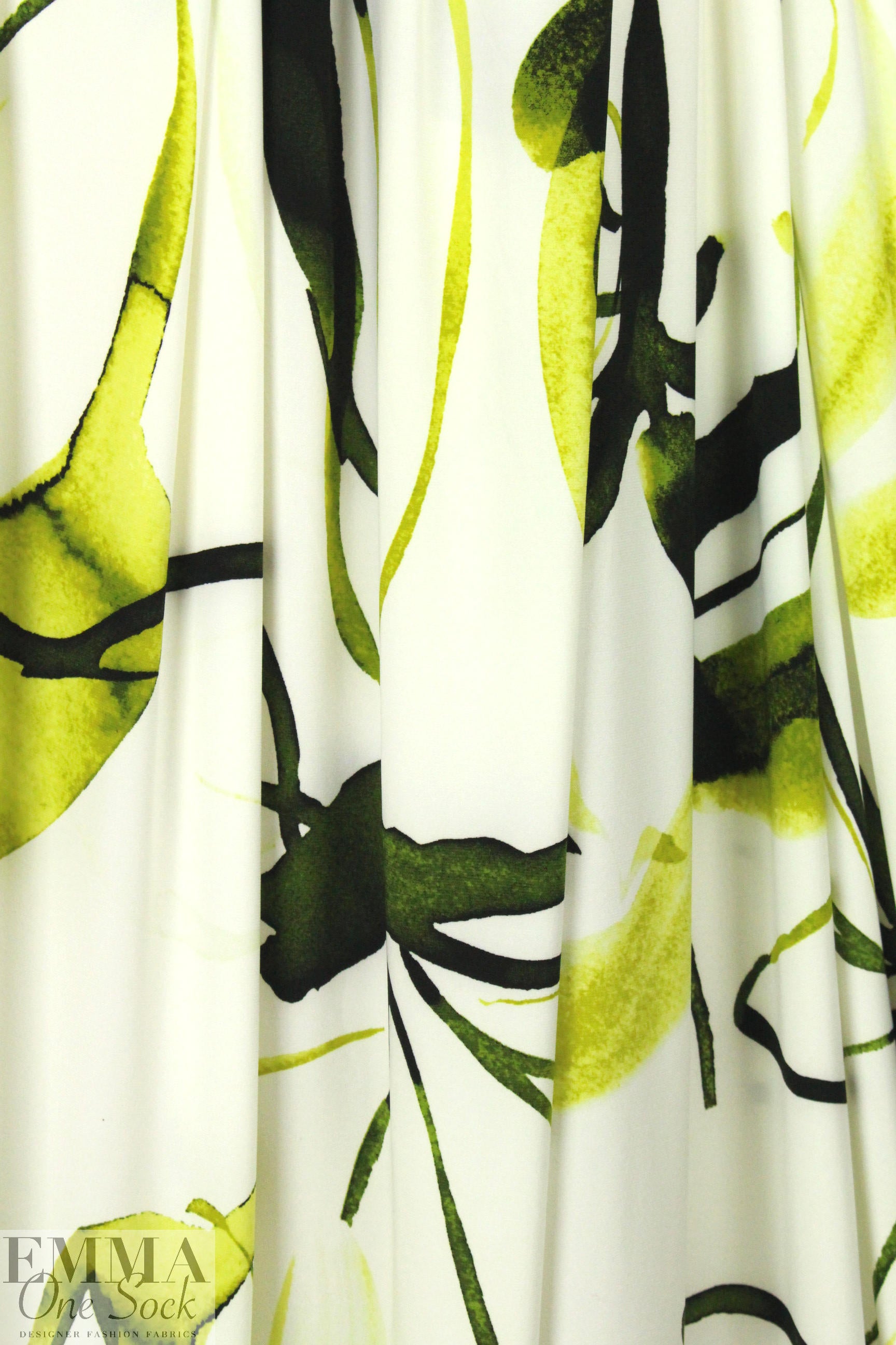 chartreuse floral abstraction print poly/lycra knit