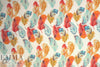 NY designer feather graphic ITY knit 1.625 yd