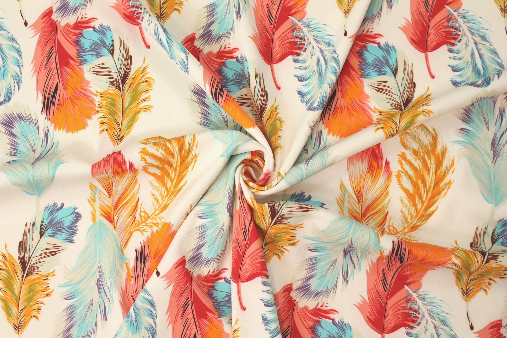 NY designer feather graphic ITY knit 1.625 yd