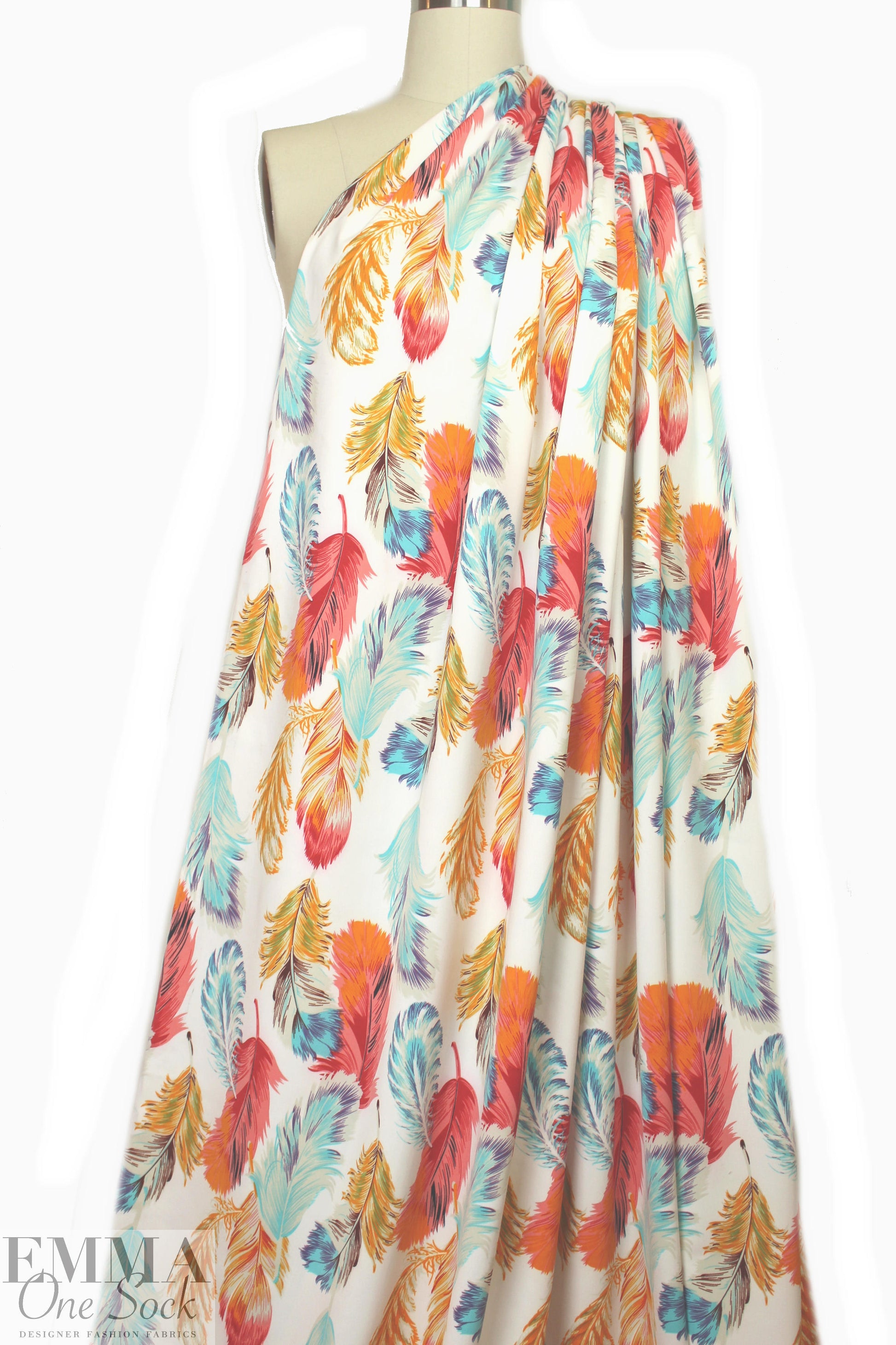 NY designer feather graphic ITY knit 1 yard