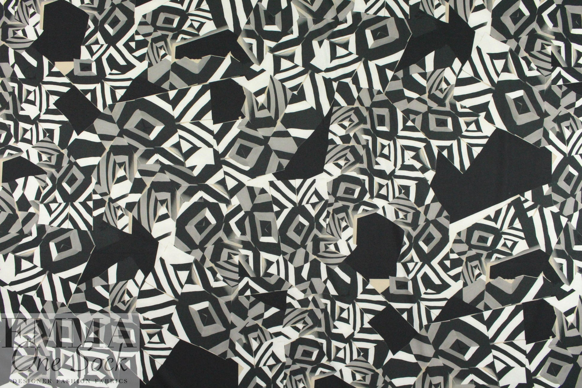 Italian prism graphic polyester interlock - black/gray 1.875 yd