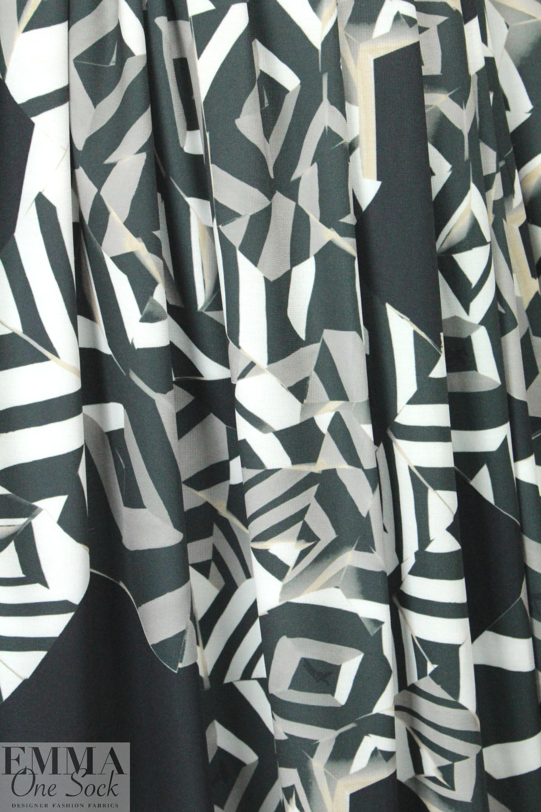 Italian prism graphic polyester interlock - black/gray 1.875 yd