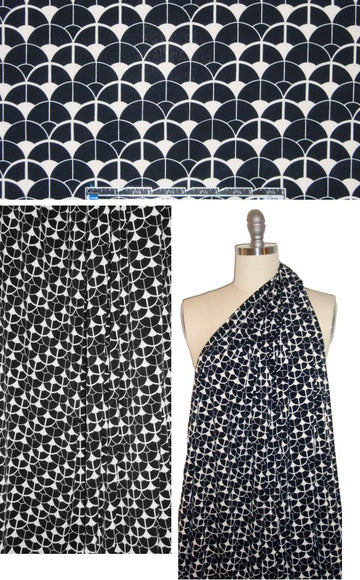 NY designer black/ivory cathedral graphic poly/lycra knit 1.625 yd