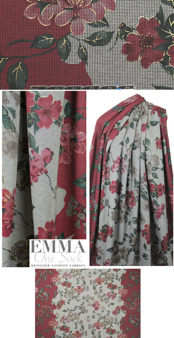 Italian printed ponte doubleknit - double border floral