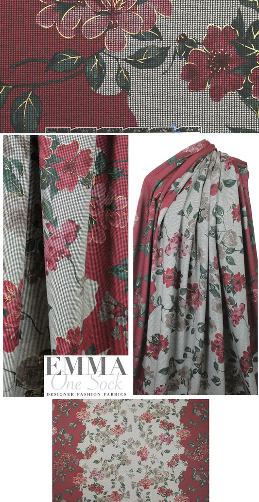 Italian printed ponte doubleknit - double border floral