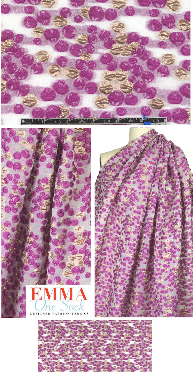 Monique Lhui11er magenta/gold berry cloque' 1.75 yd