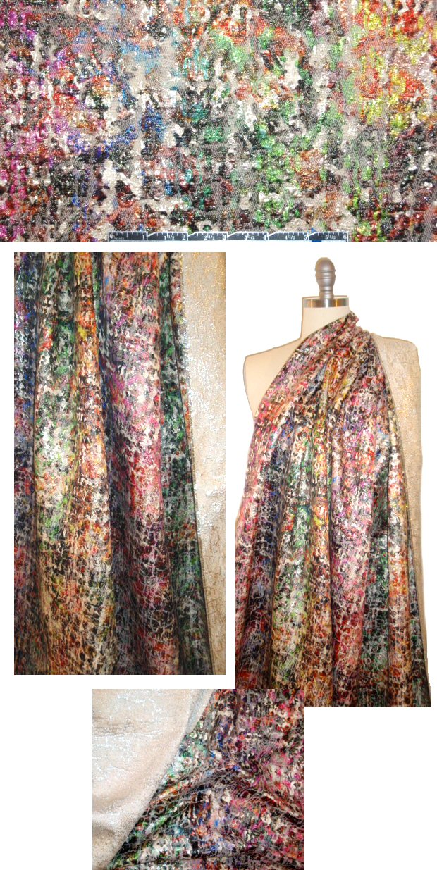 Italian abstract over-printed metallic brocade