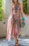 Italian silk/poly yarn-dye multicolor striped organza