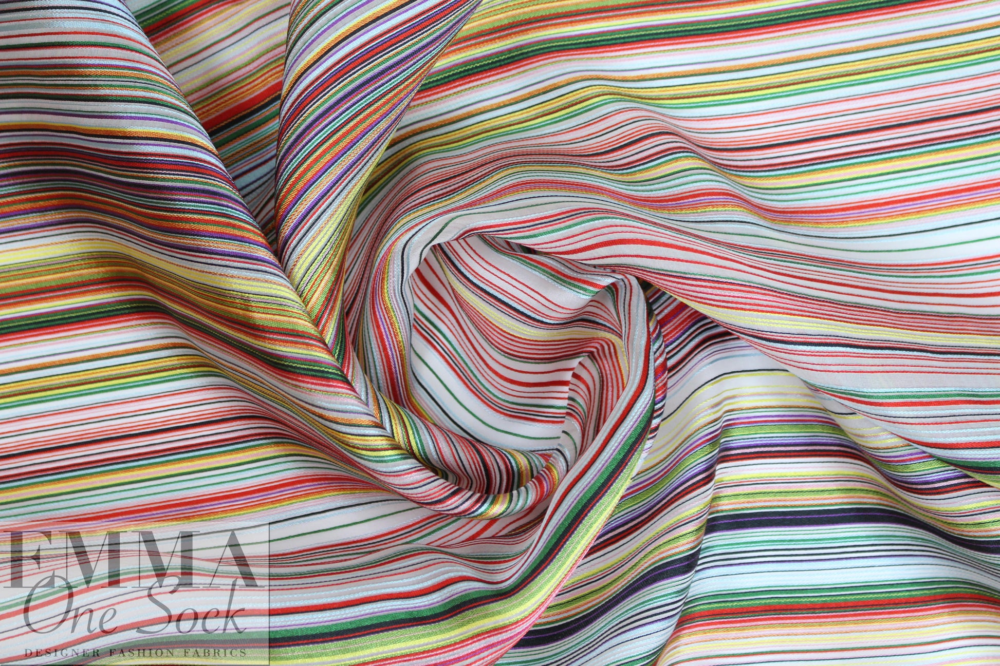 Italian silk/poly yarn-dye multicolor striped organza .625 yds