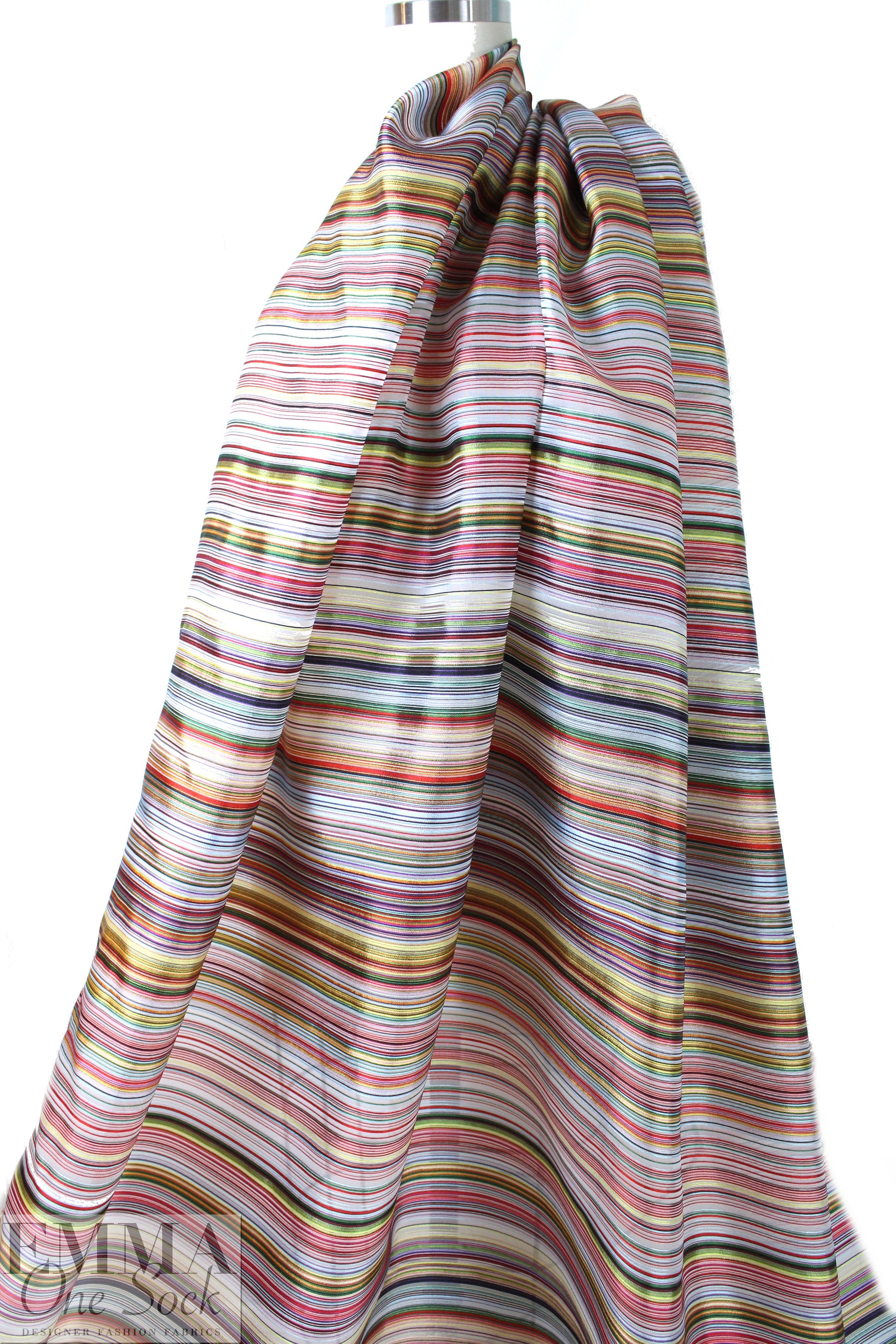 Italian silk/poly yarn-dye multicolor striped organza