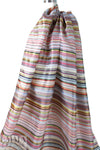 Italian silk/poly yarn-dye multicolor striped organza 1.75 yds