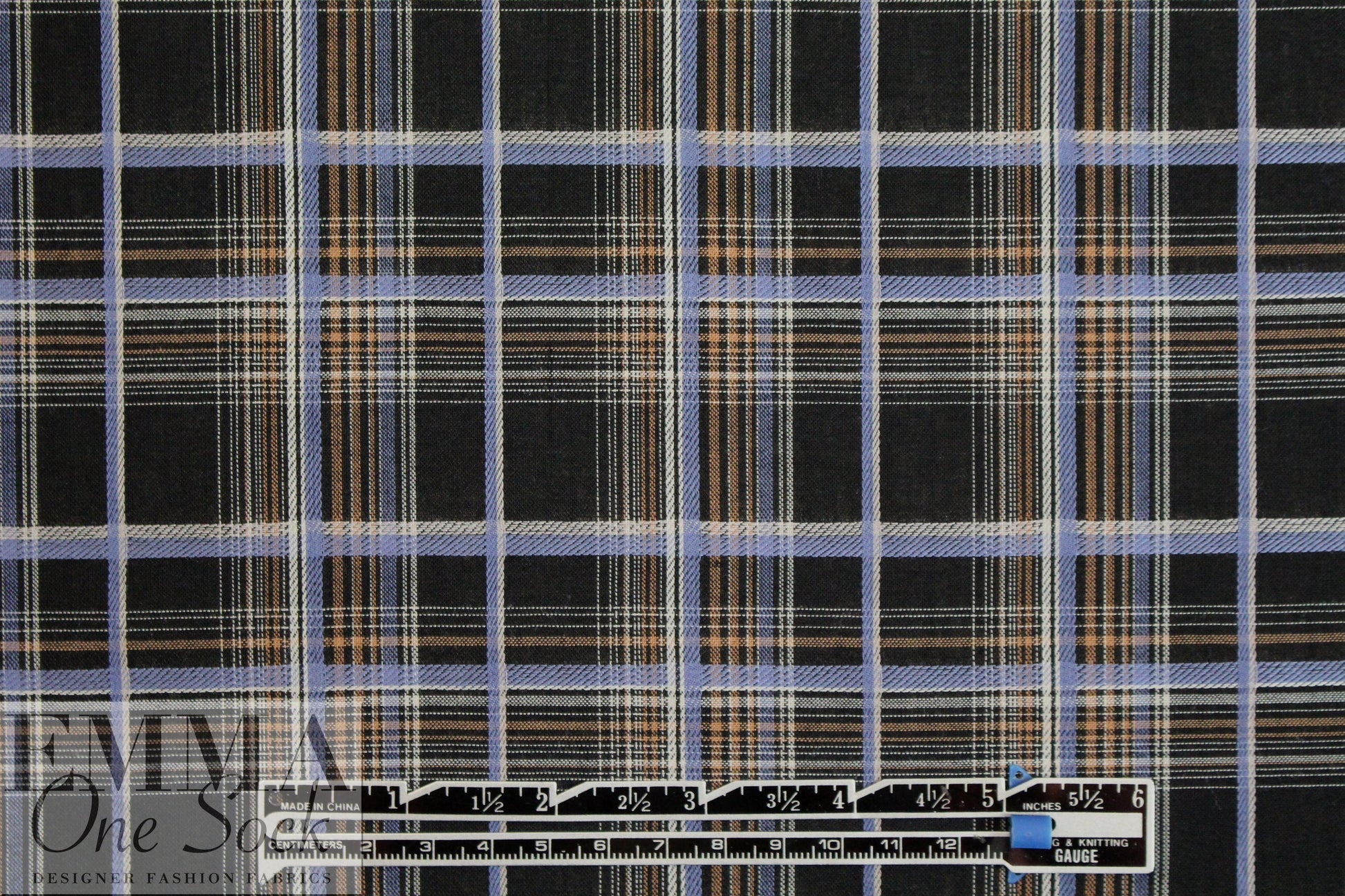 Italian tawny/iris yarn-dyed jacquard plaid shirting 1.5 yds