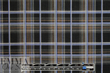 Italian tawny/iris yarn-dyed jacquard plaid shirting 1.5 yds