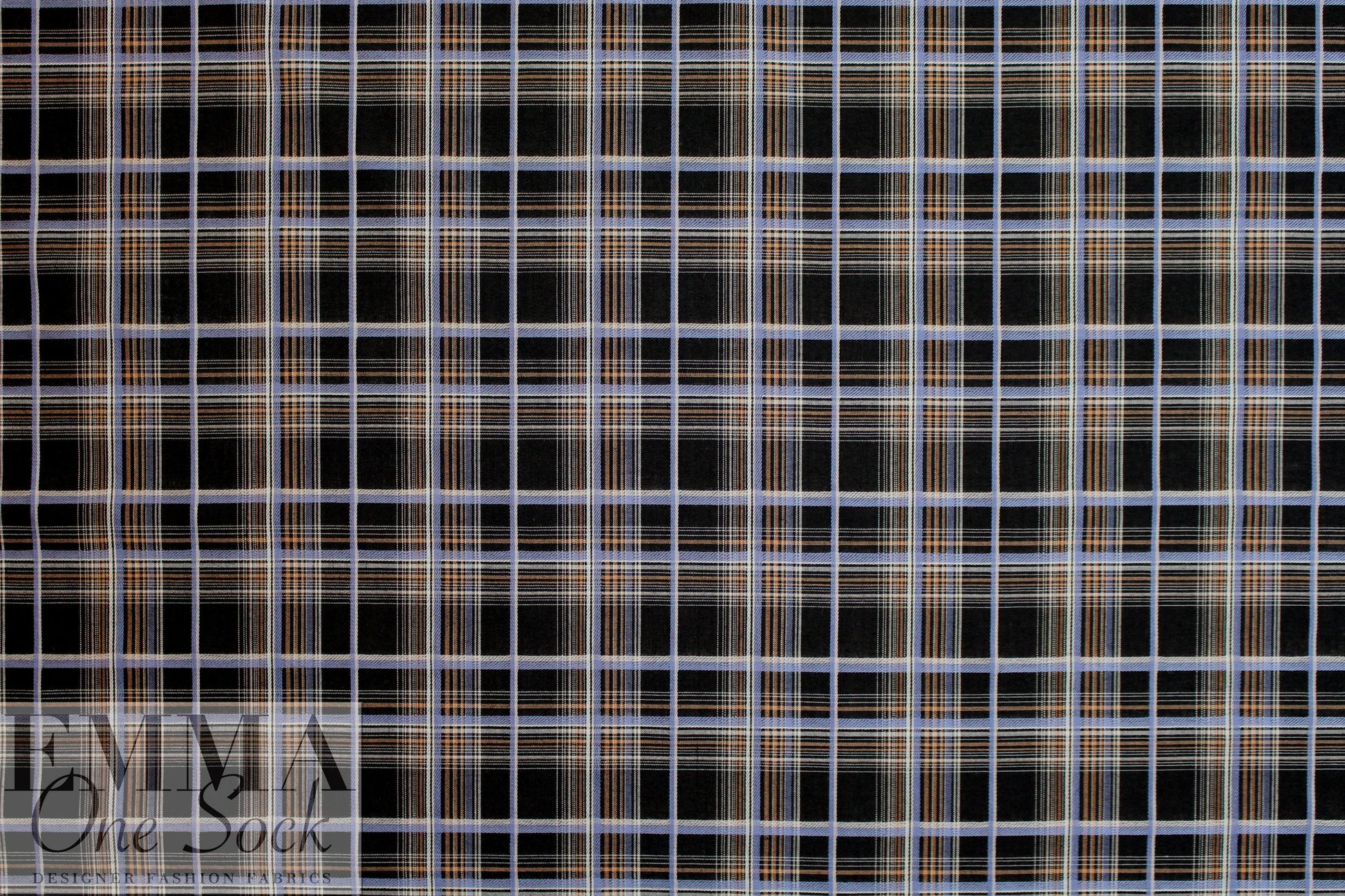 Italian tawny/iris yarn-dyed jacquard plaid shirting 1.5 yd