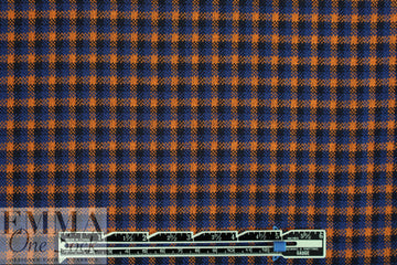 Rag and B0ne yarn dyed plaid doubleknit - navy/orange 1.5 yd