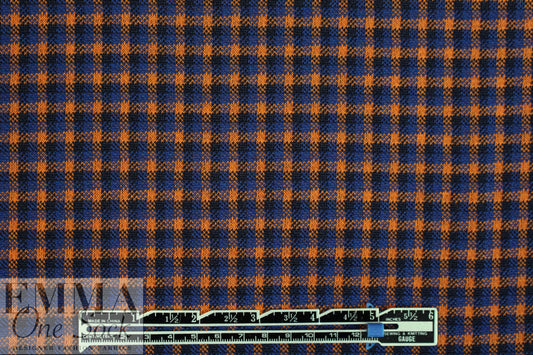 Rag and B0ne yarn dyed plaid doubleknit - navy/orange 1 yard