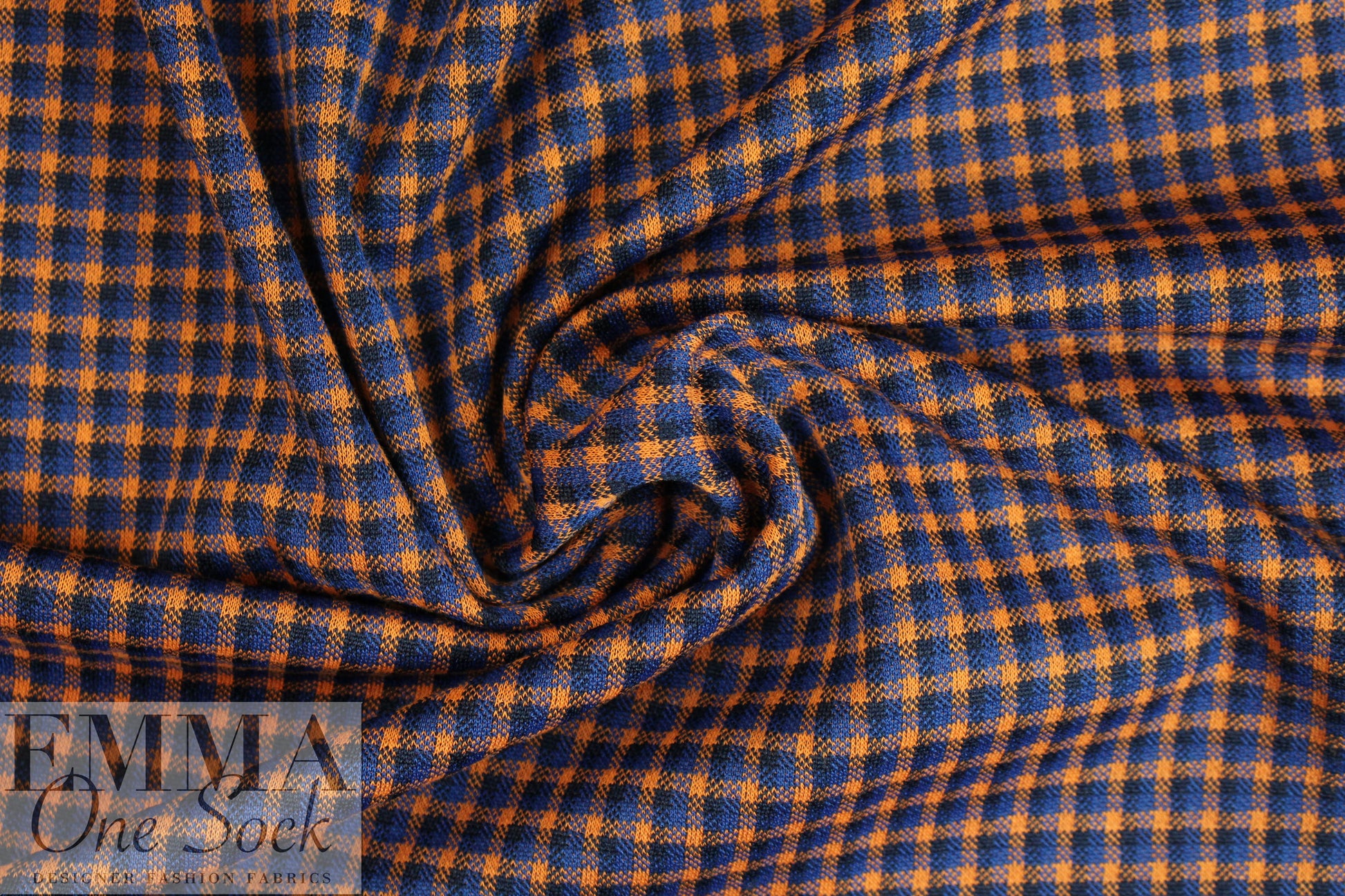Rag and B0ne yarn dyed plaid doubleknit - navy/orange