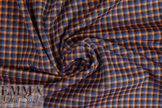 Rag and B0ne yarn dyed plaid doubleknit - navy/orange 1 yard