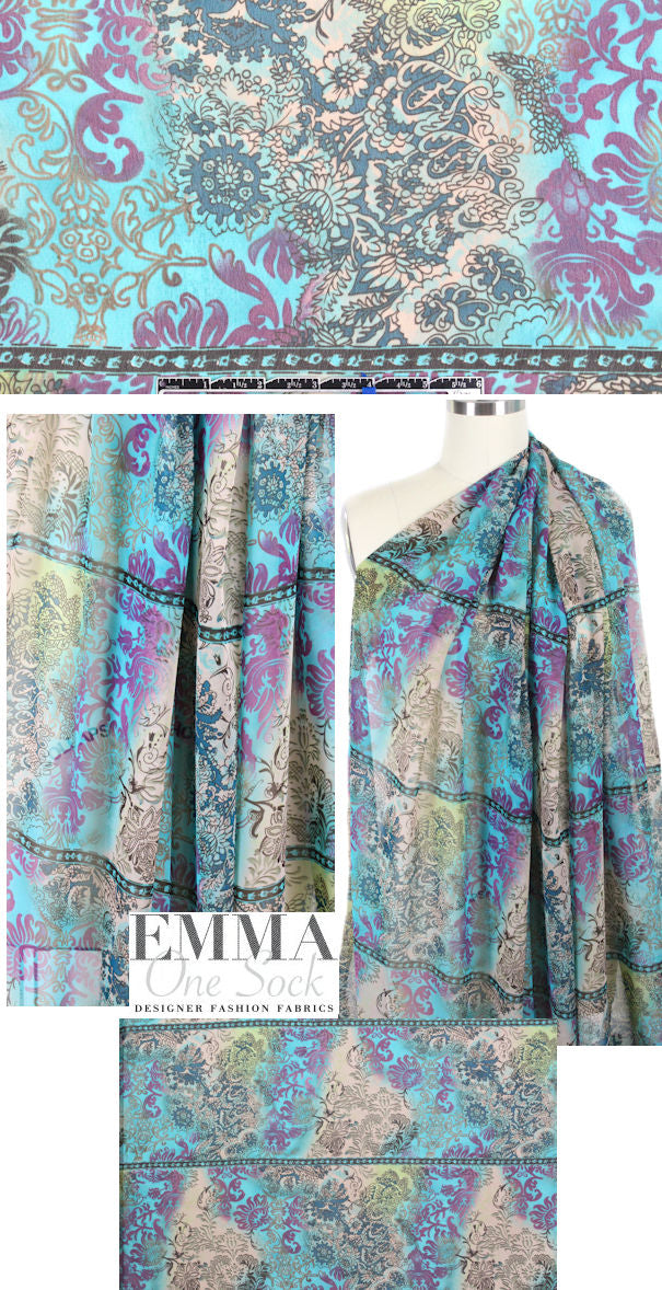 designer floral scarf print polysilk chiffon