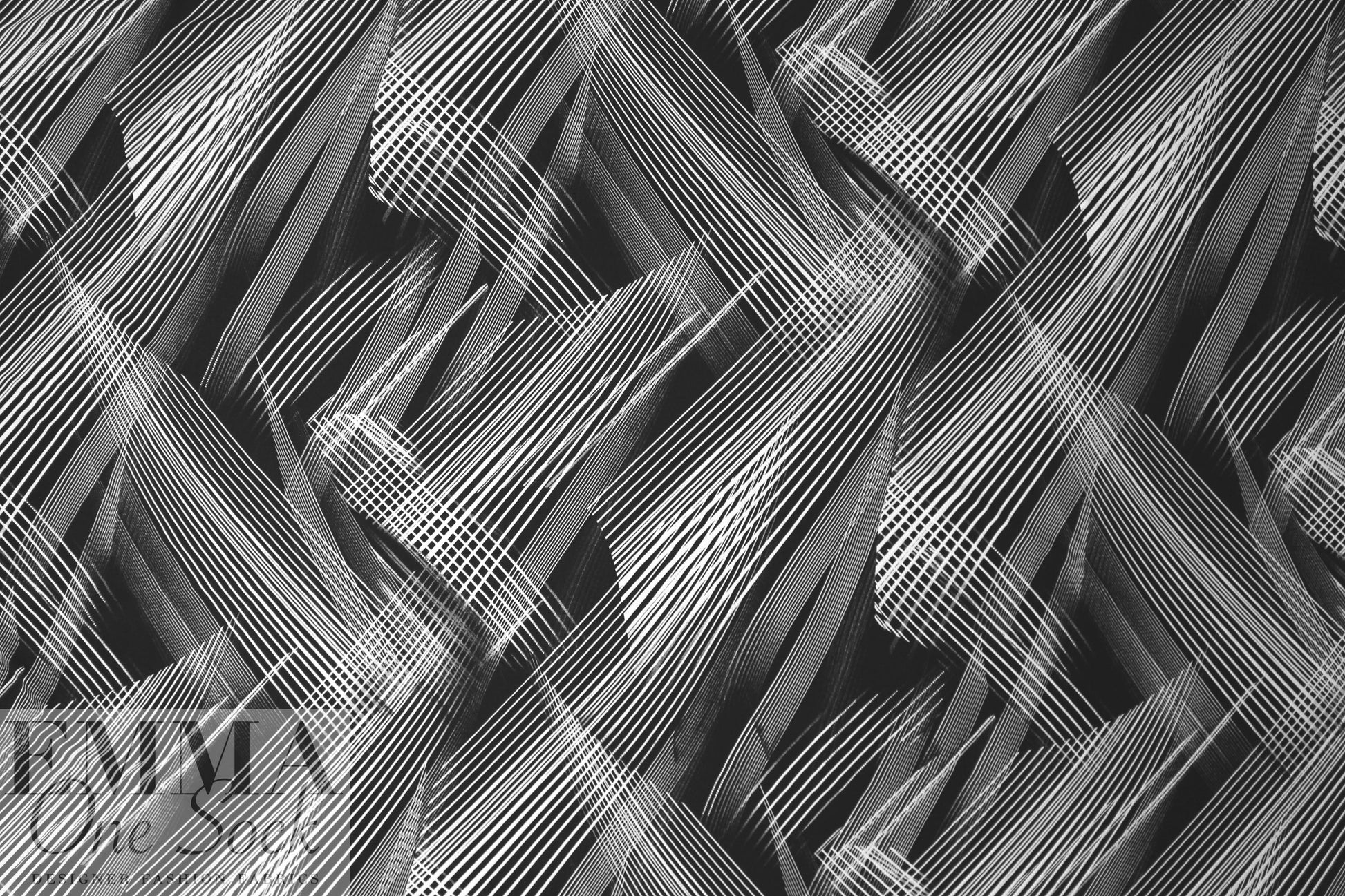 criss cross abstract ITY knit - black white