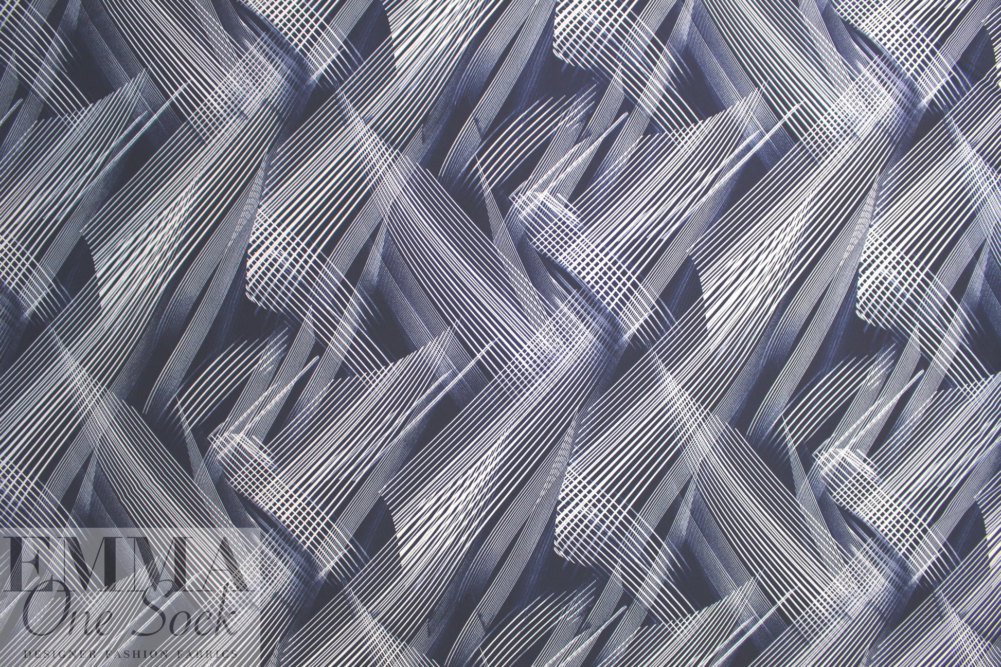 criss cross abstract ITY knit - navy/white