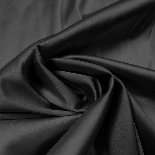 luscious recycled poly satin stretch woven, GRS certified - black